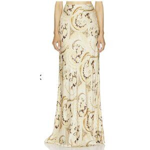 L'Agence Paisley Zeta Maxi Skirt Sz Large Ivory Gold NWT
